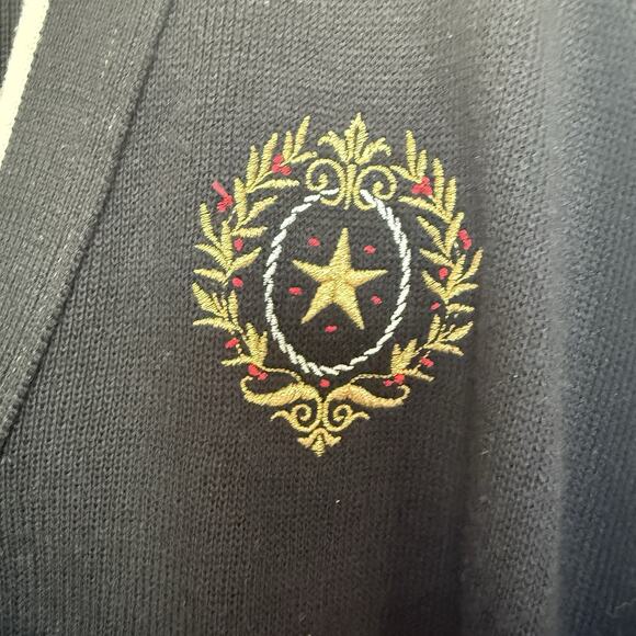 Vintage Bay Point Threads Womens Cardigan Sweater Size L Crest Academia USA Prep - Picture 3 of 11